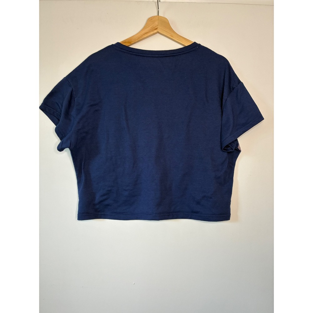 U.S. Polo Assn. T-Shirt Womens XL Navy Blue Graphic Logo Crop Top RN 93010 - Picture 5 of 7